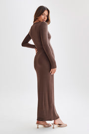 Vanessa Modal Long Sleeve Midi Dress - Chocolate