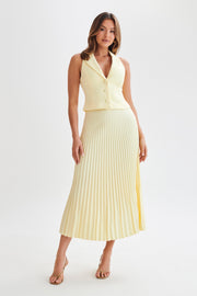 Twyla Pleated Suiting Maxi Skirt - Lemon