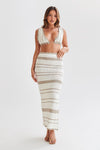 Jadia Contrast Crochet Fishtail Maxi Skirt - Black/White
