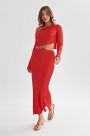 Violeta Satin Maxi Skirt - Red