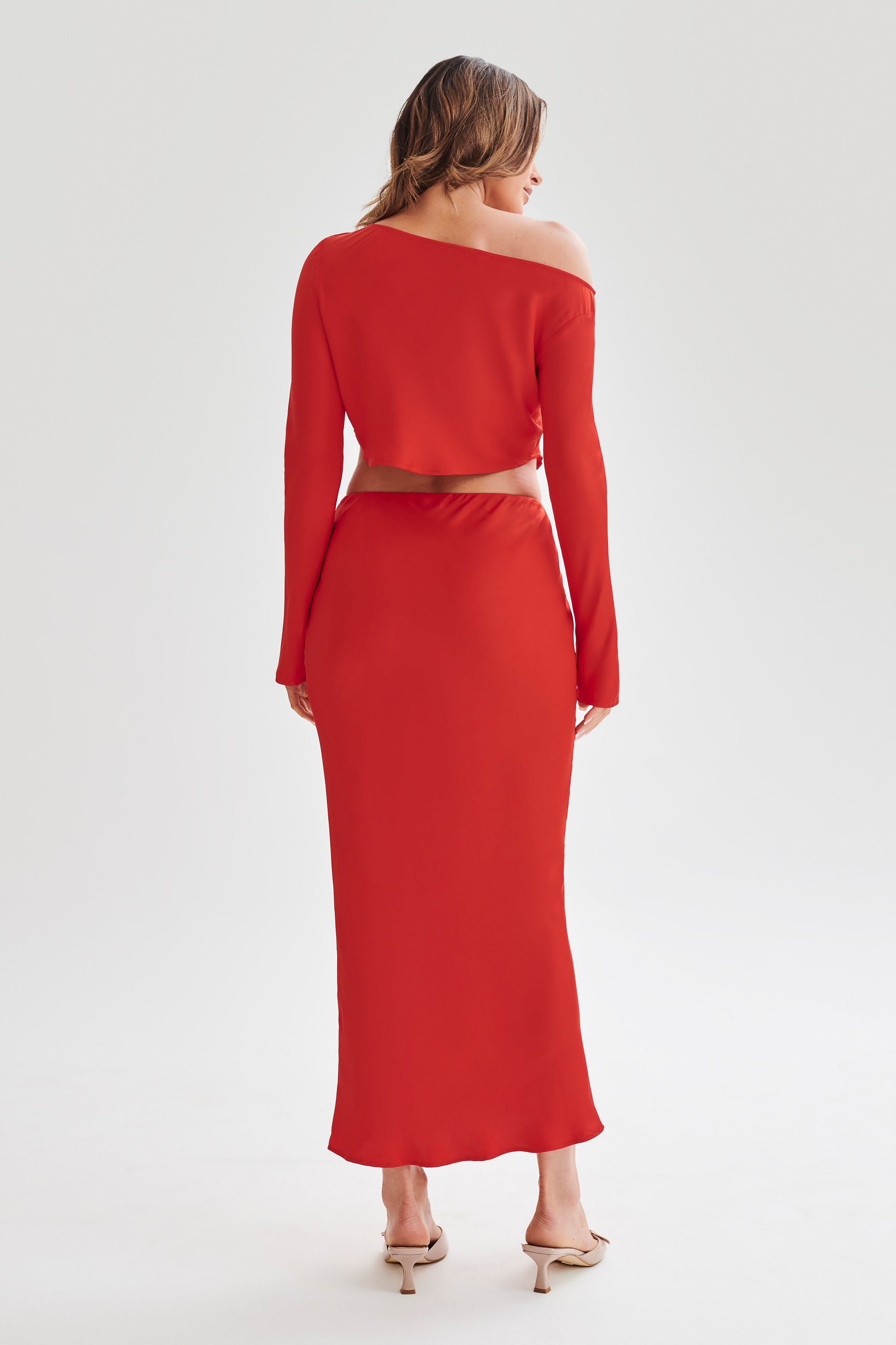 Violeta Satin Maxi Skirt - Red #4