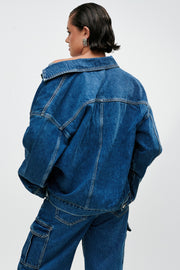 Sion Oversized Denim Jacket - Dark Blue
