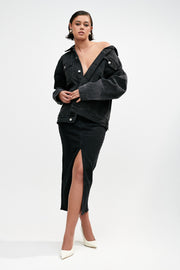 Sion Oversized Denim Jacket - Washed Black