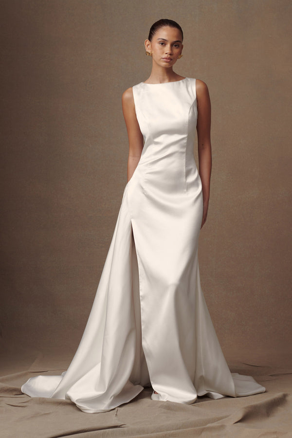 Collective Dress - Fontanne  Satin Wedding Gown - White sixth image