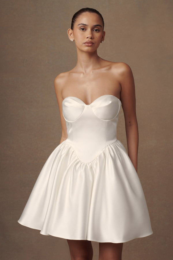 Hollie Structured Corset Mini Dress - White