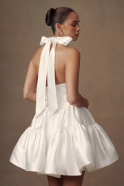 Dorota Satin Halter Mini Dress - White