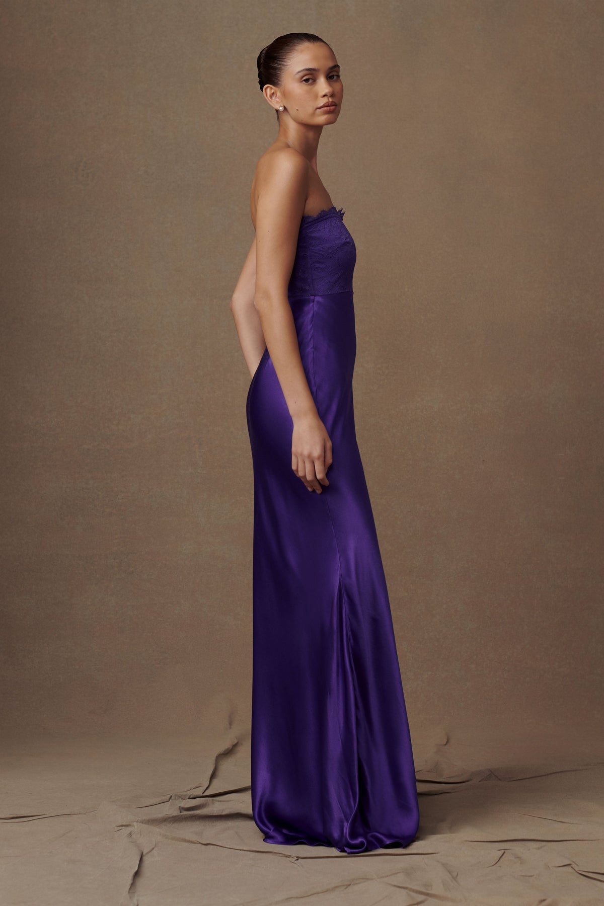 Darcie Strapless Satin Maxi Dress - Deep Purple #4