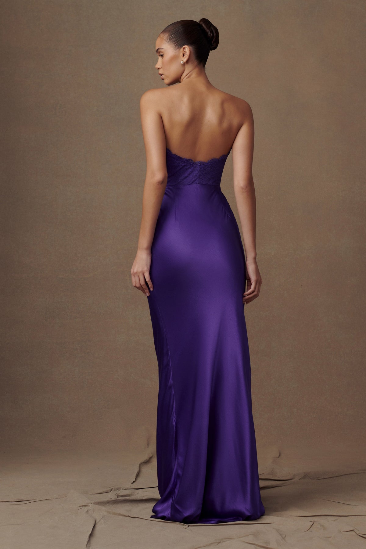 Darcie Strapless Satin Maxi Dress - Deep Purple #3