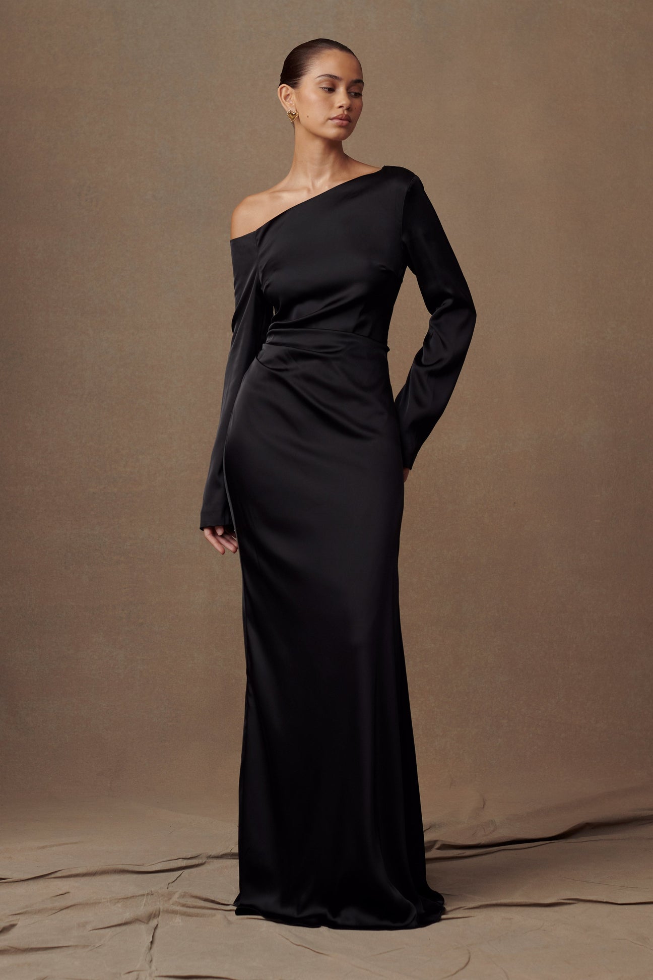 Organic Cotton Long Sleeve Maxi Dress - Black