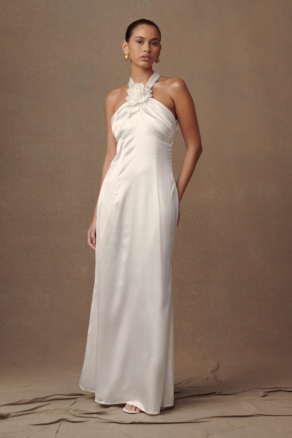 Dylan  Rose Halter Maxi Dress - White - View 4 | Shop Formal Dress