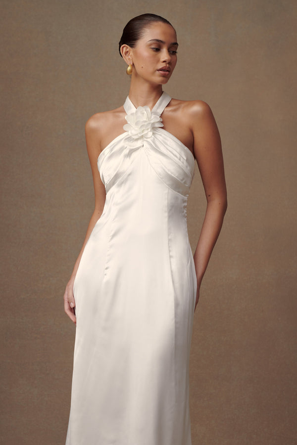 Dylan  Rose Halter Maxi Dress - White - View 5 | Shop Formal Dress