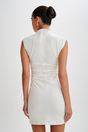 Melania High Neck Mini Dress - White