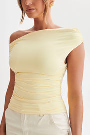 Alayna Recycled Nylon Ruched Top - Lemon
