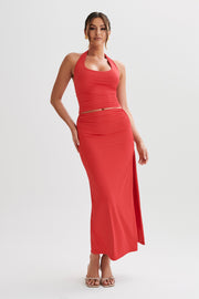 Emma Recycled Nylon Maxi Skirt - Red