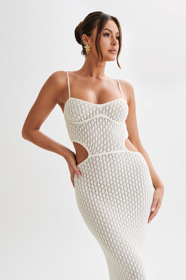 Nerida Knit Cut Out Maxi Dress - Ivory
