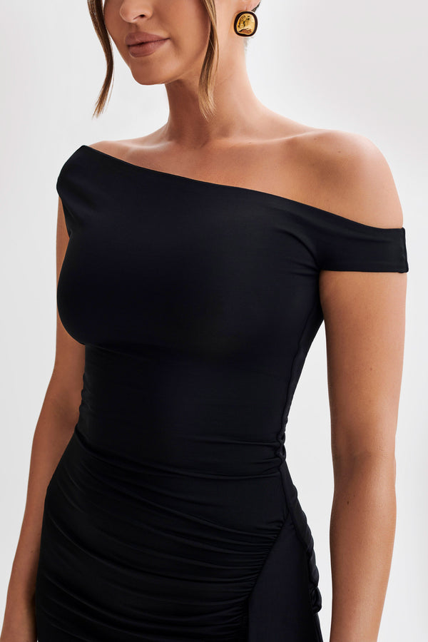 Kiera Slinky Off Shoulder Mini Dress - Black