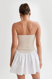 Hannah Knit And Linen Mini Dress - Natural/White
