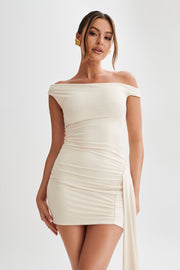 Kiera Slinky Off Shoulder Mini Dress - Buttercream