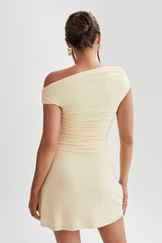 Dakoda Slinky Off Shoulder Mini Dress - Lemon