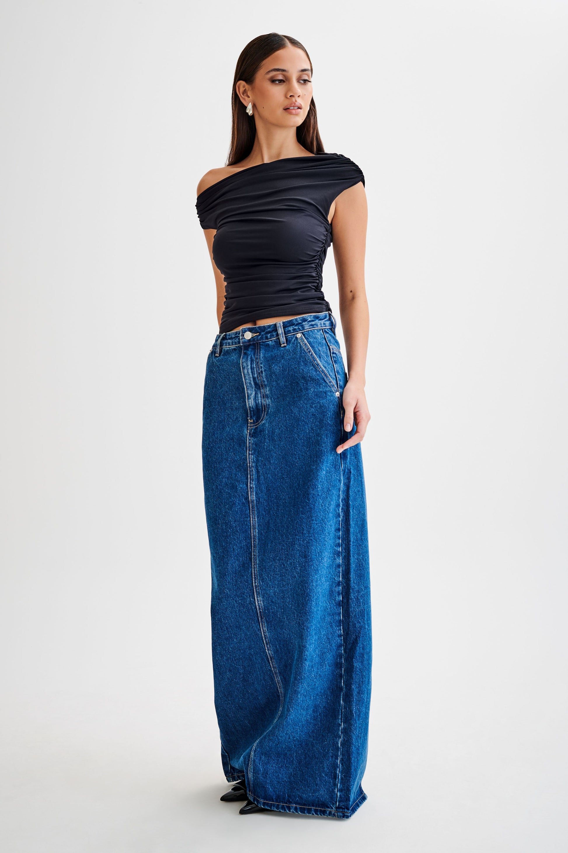 Alayna Recycled Nylon Ruched Top - Black #5