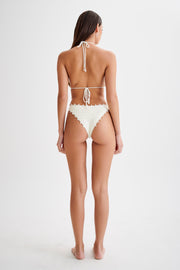 Sadie Pearl Knit Bikini Top - White