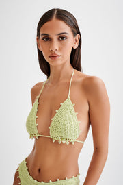 Sadie Pearl Knit Bikini Top - Seafoam Green