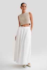 Clarence Linen A-Line Maxi Skirt - White
