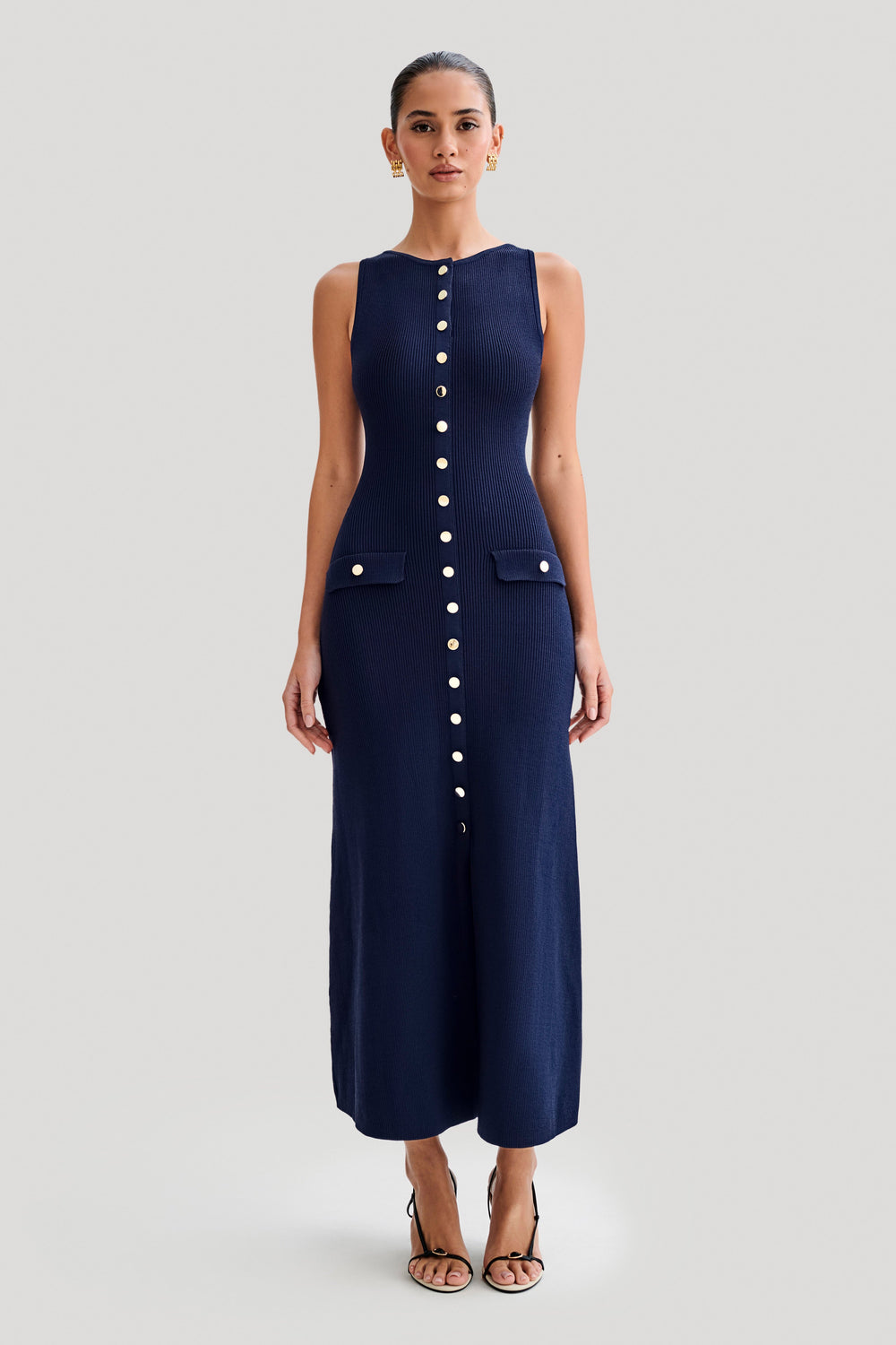 Heart Print Buttoned Maxi Dress