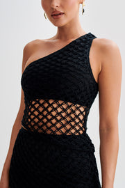 Braelyn Knit One Shoulder Top - Black
