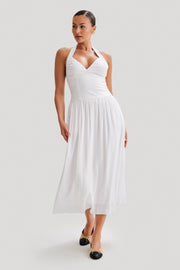 Harriette Halter Midi Dress - White