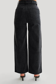Roxy Wide Leg High Waist Denim Jeans - Washed Black