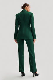 Greer Hourglass Suiting Blazer - Forest Green