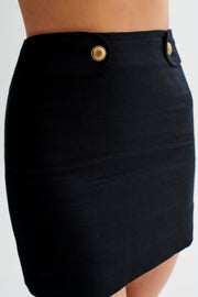 Marquette Linen Mini Skirt - Black