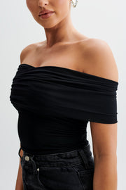 Lourdes Slinky Off Shoulder Top - Black