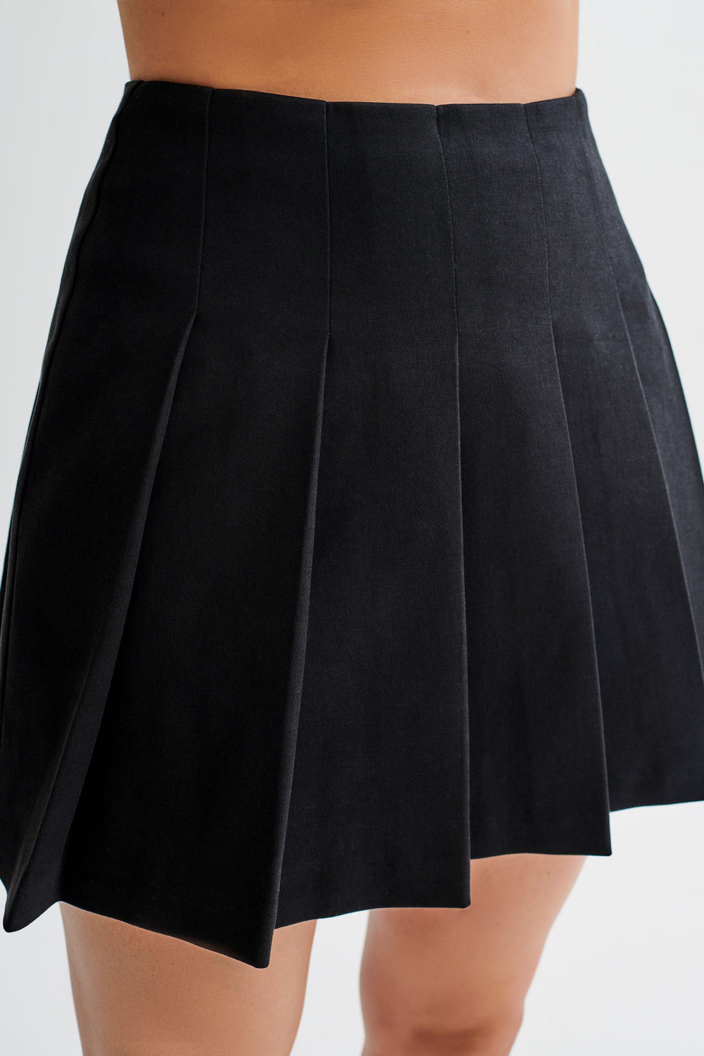 Julianna Cotton Pleated Mini Skirt - Black