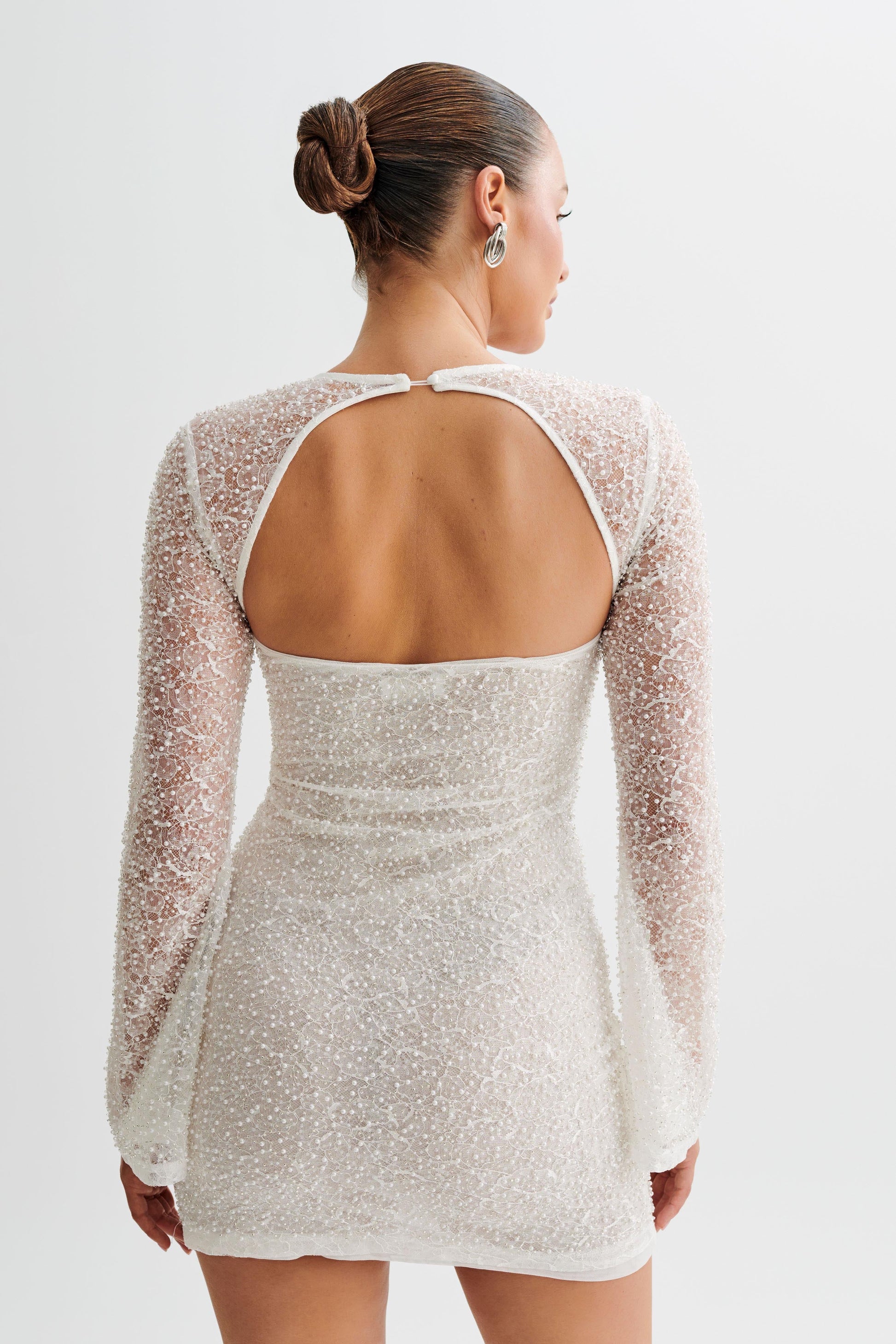 Paxton Pearl Beaded Mini Dress - White | MESHKI Paxton Pearl Beaded Mini Dress - White | MESHKI