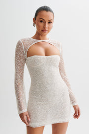 Paxton Pearl Beaded Mini Dress - White