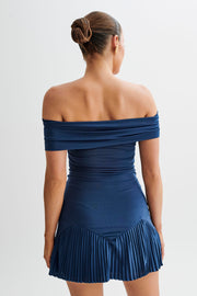 Melina Slinky Off Shoulder Mini Dress - Navy