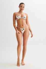 Andie Ruched String Side Bikini Brief - Bella Rosa Print