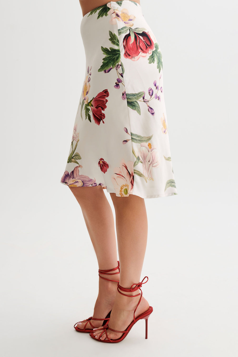 Allegra Satin Knee Length Skirt - Bella Rosa Print