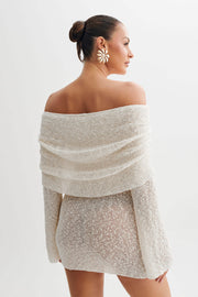 Marisol Off Shoulder Boucle Mini Dress - Ivory