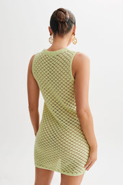 Delta Sleeveless Knit Button Up Mini Dress - Seafoam Green