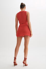 Lorenza Knit A-Line Mini Skirt - Pomegranate