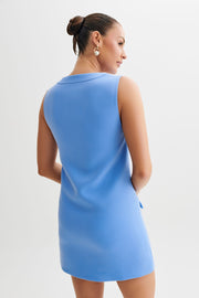 Florentina Sleeveless Suiting Mini Dress - Iris Blue