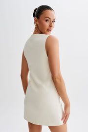 Florentina Sleeveless Suiting Mini Dress - Ivory