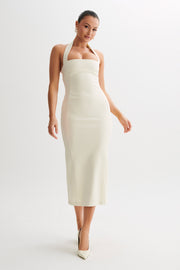Amelita Suiting Halter Midi Dress - Ivory