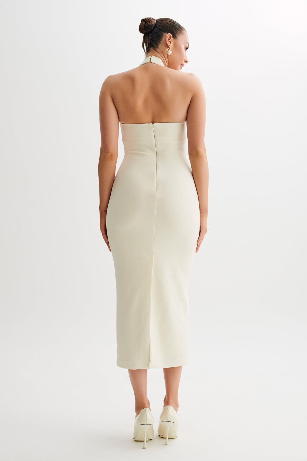 Annita Crepe Halter Midi Dress - Merlot