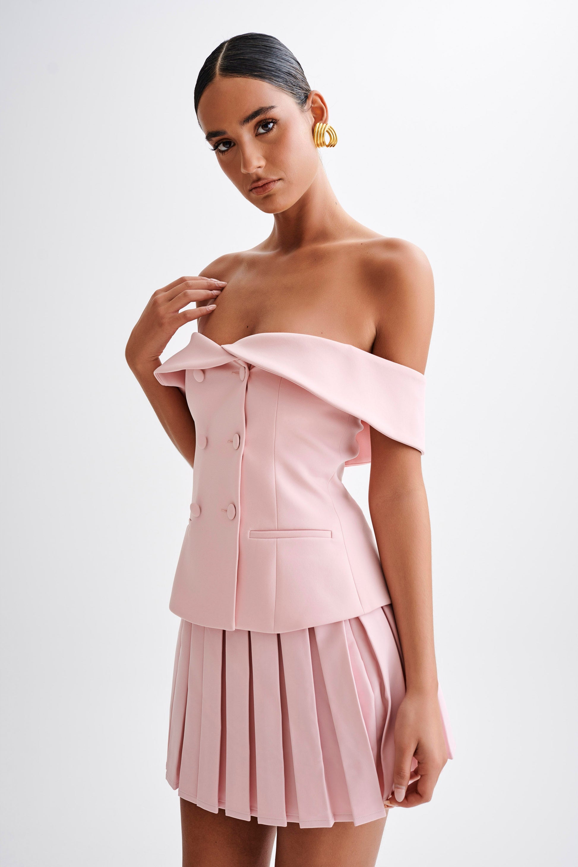 Krista Strapless Suiting Top - Baby Pink #7
