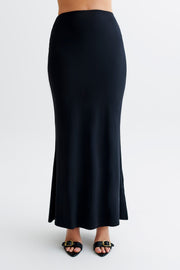 Bruna Slinky Fishtail Maxi Skirt - Black