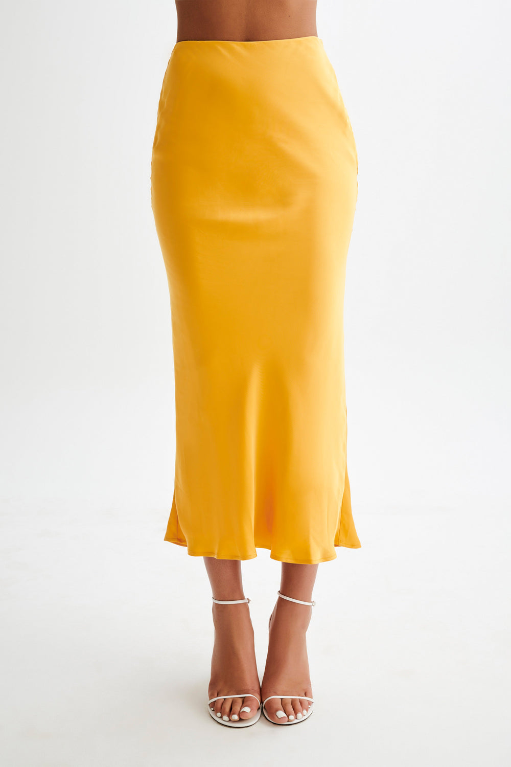 Viviana Satin Maxi Skirt - Tangerine